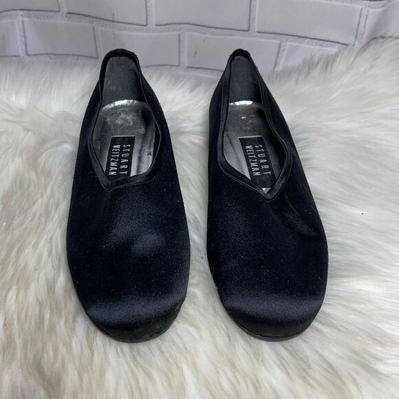 Stuart Weitzman Black Satin Chicflats Ballet Flats - Picture 2 of 6